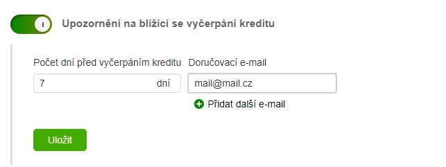 Upozornění na docházející kredit