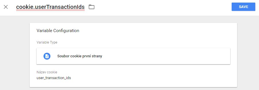 Nastavení cookie.userTransactionIds