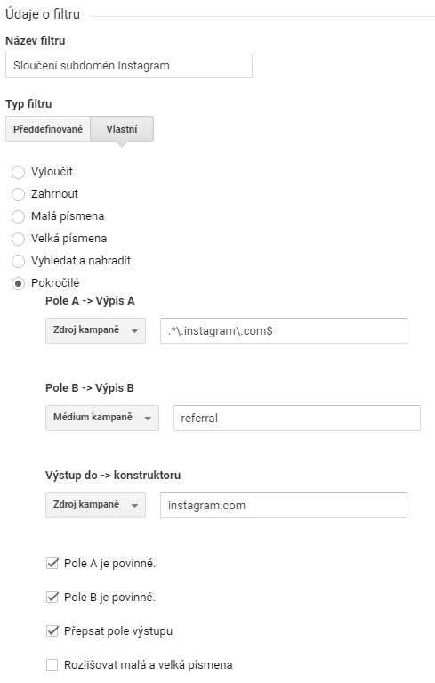 Sloučení subdomén Instagram