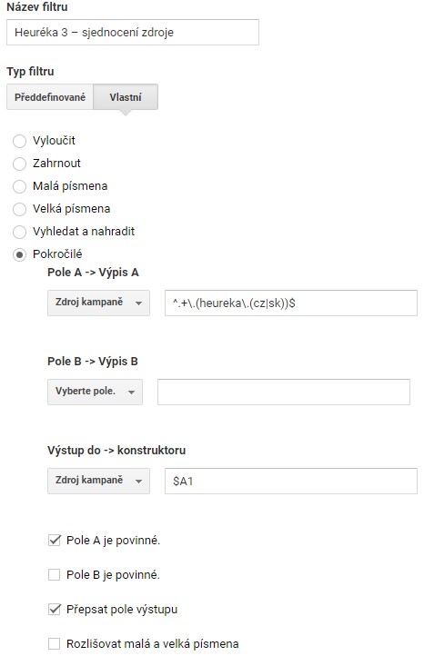 Filtr Heuréka 3 – sjednocení zdroje