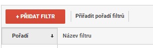Tlačítko přiřadit pořadí filtrů v GA