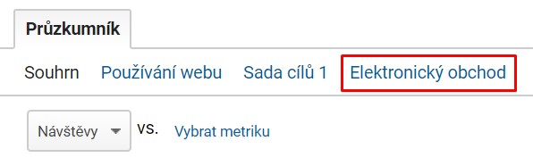 Záložka Elektronický obchod